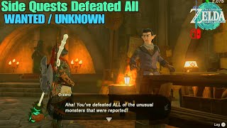 Legend of Zelda TOTK  Gralens Side Quests Defeat All WANTED amp UNKNOWN Monters  Emergency Shelter [upl. by Alahs473]