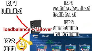 Loadbalance 2 isp  Mengalihkan Trafik Berat ke isp NonFup Failover [upl. by Jamille280]