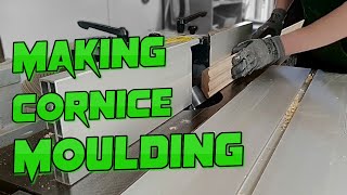 Spindle Moulder Making bespoke kitchen Cornice Moulding [upl. by Ahseinad726]