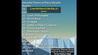 Selected Poems of Percy Bysshe Shelley  Lines Written in the Bay of Lerici Loves Philosophy [upl. by Arihaj]