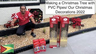 MAKING A CHRISTMAS TREE WITH PVC PIPESOUR CHRISTMAS DECORATIONS 2022 [upl. by Quintin]