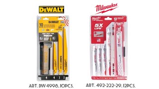 Наборы пильных полотен для сабельных пил MILWAUKEE quotSawzallquot 4922222912pcs DeWalt 489810pcs [upl. by Thaine871]