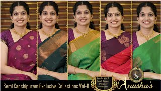 Exclusive Semi Kanchipuram Silk Sarees  VOL 11 Borderless amp Small Borders [upl. by Heriberto790]