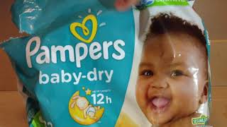 NEW Pampers 12 hour Baby Dry Size 3 32 Count Jumbo Pack Diapers Review Reveal [upl. by Willette899]