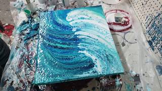 Acrylic Pouring  Crashing Wave Tutorial  Ocean Pour  Metallics  Fluid Art  acrylic painting [upl. by Errick]