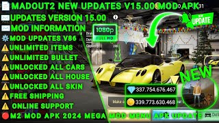 ⚠️NEW UPDATES⚠️ MADOUT2 BIG CITY MOD APK V1500 😱 2024  A TO Z Unlimited MoneyUnlocked All Cars [upl. by Ahsielat]