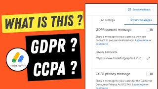 What is Privacy messages GDPR  CCPA message in adsense [upl. by Laefar147]