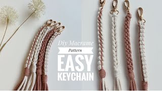 DIY Macrame KeychainEasy Macrame Pattern For BeginnersŁatwy Brelok ze sznurka [upl. by Swithin]