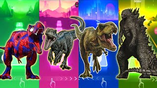 JurassicWorld Trex Spider🆚The Coelophysis🆚The Tyranosaurus🆚The Gozilla CoffinDance Song TilesHop [upl. by Goodspeed]