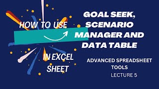 LECTURE5  GOAL SEEK SCENARIO MANAGER AND DATA TABLE  ADVANCED SPREADSHEETS TOOLS SEC SUBJECT [upl. by Aivilys]