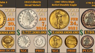 Top 100 Most Valuable US Coins ever sold at auctions [upl. by Heidt]