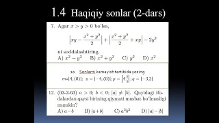 14 Haqiqiy sonlar modulli misollar 2dars [upl. by Lyrak]