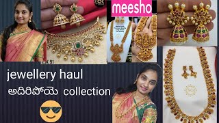 meesho jewellery haul in telugutrending jewellery collectionchoker set temple matte collection [upl. by Nosam]