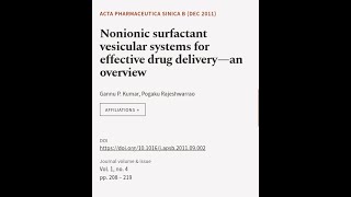 Nonionic surfactant vesicular systems for effective drug delivery—an overview  RTCLTV [upl. by Ahsiele]