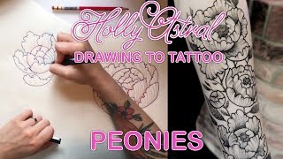 DRAWING TO TATTOO Peonies [upl. by Ydoow]