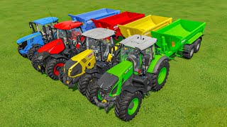 COLORS OF TRACTOR  LOAD STRAW SNOW GRASS with JOHN DEERE vs FENDT vs CASE IN FS22  Farming 22 [upl. by Orlanta]