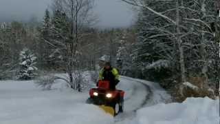 HONDA RANCHER 420 Snow plowing review [upl. by Anitnegra]