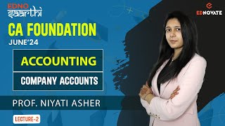 CA Foundation  J24  EdnoSaarthi  Day 2  Accounts  Company Accounts  L2  ProfNiyati Asher [upl. by Eckhardt]