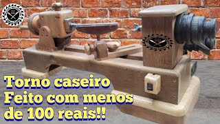 DIY COMO FAZER TORNO CASEIRO DE BAIXO CUSTO  Utilizando 3 motores de tanquinho [upl. by Enibas]