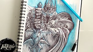 THE LICH KING PEN DRAWING  INKTOBER DAY 3 [upl. by Annoyk]