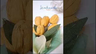 Easy tulips flower bouquet with crepe paper  diy easy bouquet paperart shorts youtubeshorts [upl. by Acinoed]