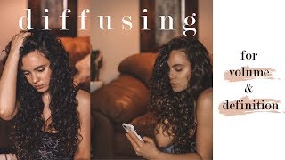 how to diffuse curly hair  volume definition and no frizz [upl. by Aimal507]