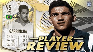 95 PRIME ICON MOMENTS GARRINCHA PLAYER REVIEW SBC PLAYER FIFA 22 ULTIMATE TEAM [upl. by Ahsaz]