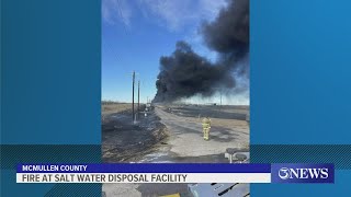 First responders battle explosion fire at saltwater disposal facility in Mcmullen County [upl. by Sacttler]