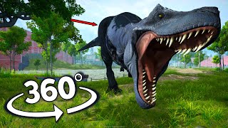 360 Dinosaur Chase You In abandoned Forest 360 degree VR video [upl. by Regnig439]