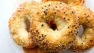 2 Ingredient Bagels  IMPROVED Weight Watchers Bagel Recipe [upl. by Neelcaj]