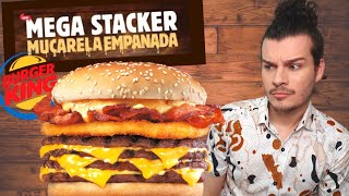 LANÇAMENTO DO MEGA STACKER MUÇARELA EMPANADA  NOVO HAMBÚRGUER DO BURGER KING  Vale a pena [upl. by Nealy526]