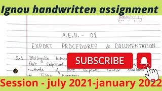 AED 01 solved assignment 202122 AED 01 Solved handwritten assignment 202122 BDP ASSIGNMENT IGNOU [upl. by Ylen]