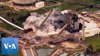 Power Plant Chimneys Demolished in Australia [upl. by Oicirtap]