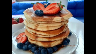 Amerykańskie pancakes bardzo puszyste i pyszne prosty przepis naśniadanie naobiad pancakes [upl. by Odnomyar]