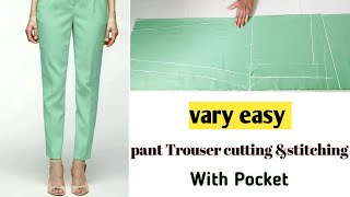 Very Easy Pant Trouser Cutting and StitchingPant trouser Cutting Step By Step For Beginners [upl. by Anom]