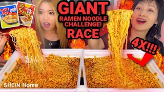 GIANT SPICY RAMEN NOODLES RACE EATING COMPETITION  Full week of eating [upl. by Asiil]