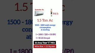 Mcb amp Wire Size Selection For Air Conditioner mcbselection wireselectionforac airconditioner [upl. by Cati810]