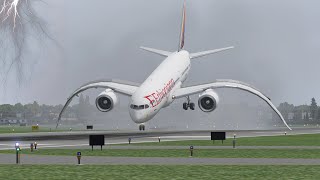 The Dancing Plane  B787 Emergency Landing During Storm  Xplane 11 [upl. by Weslee]