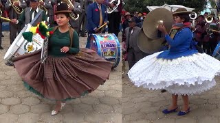 LINDAS CHOLITAS PLATILLERAS al ritmo de las bandas bolivianas en Colquencha [upl. by Notlaw]