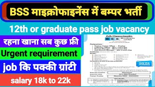 BSS Microfinance requirement 👆 12th pass apply now👆 [upl. by Nnod]