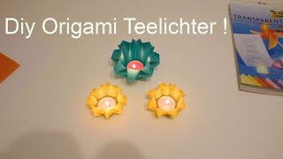 Origami Teelicht Basteln aus Wachspapier   Origami Tealight Made of Wax Paper [upl. by Ojeillib]