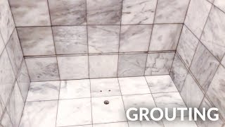 Grouting Marble Tile for our Bathtub [upl. by Silvanus]