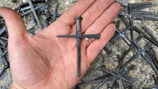 Welding Crosses from Square Cut Nails [upl. by Aluin]