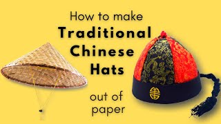 How to make Traditional Chinese Hats  Asian Conical Farming Hat Red Black Royal Hat  Paper Crafts [upl. by Sivia]