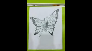 How to draw a girl with butterfly wings easy methods for beginnerpencil drawing [upl. by Ikkela379]