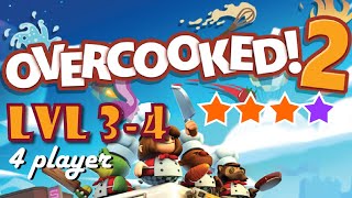 Overcooked 2 Level 34 4 stars 4 Player Coop Completed [upl. by Ennadroj]