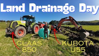 7 Installing Land Drains to Field using claas 850 amp kubota U55 [upl. by Randy445]