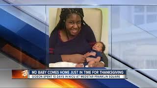 Maryland family gets to take baby home from NICU on Thanksgiving [upl. by Anairo743]