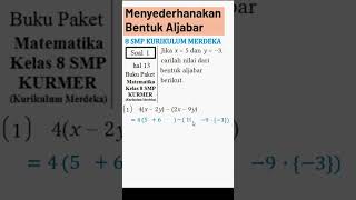 1 soal 1 hal 13 buku paket kelas 8 menyederhanakan bentuk aljabar kurikulum merdeka hal 13 [upl. by Noterb]