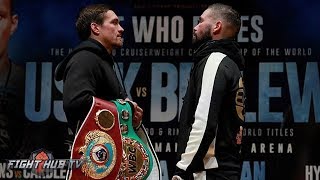 OLEKSANDR USYK amp TONY BELLEW HAVE TENSE FACE TO FACE AS BOTH TRY TO GET A MENTAL EDGE ON EACH OTHER [upl. by Michaeu]